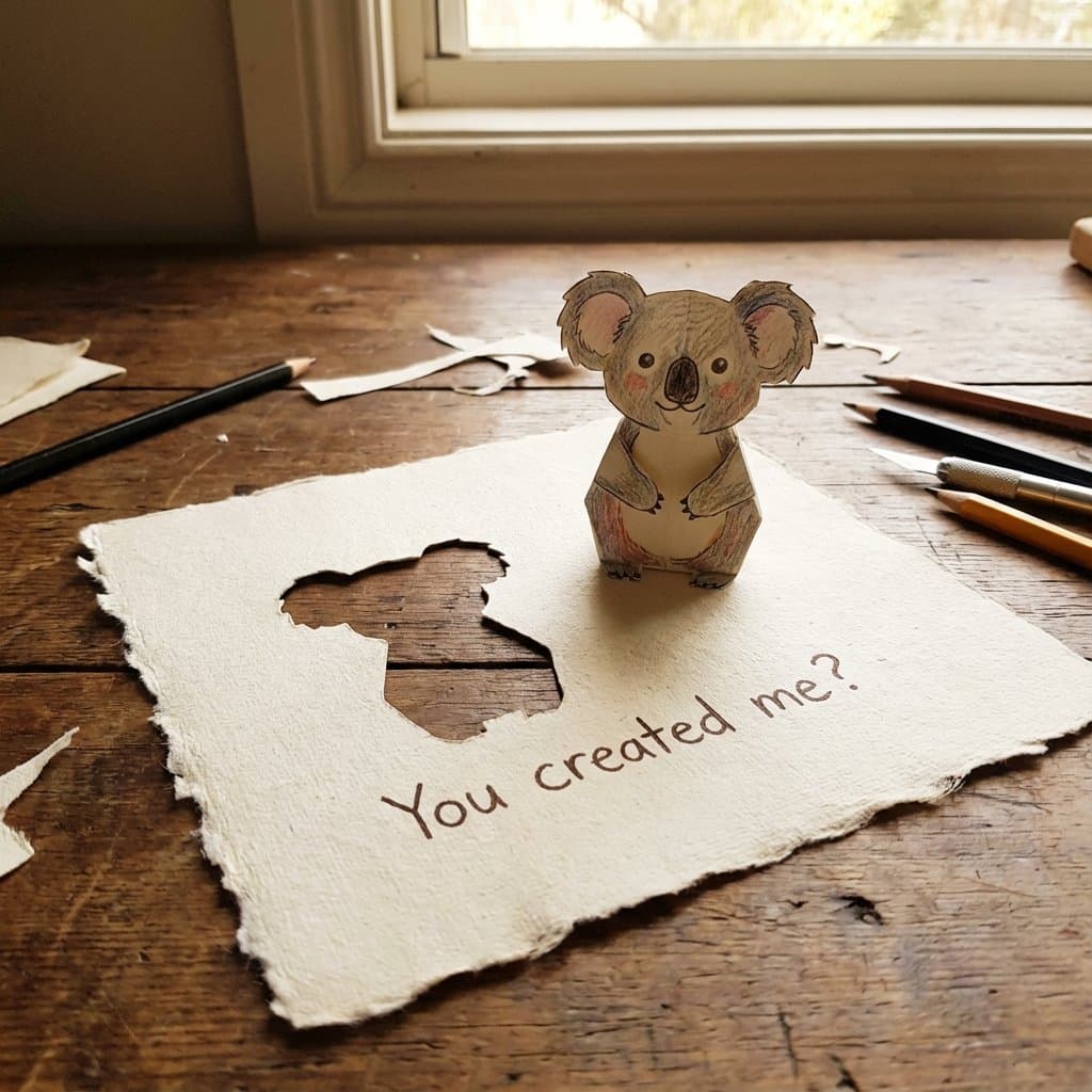 Verspielter Papierschnitt-Koala