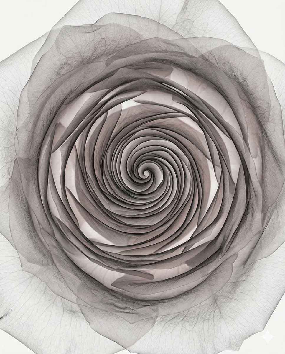 Art Radiographique Transparent des Roses - Fleur Unique en Focus