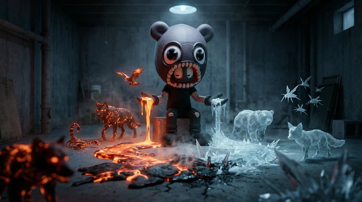 Game Asset - Cinematic Dark Fantasy Scene of Elemental Collision