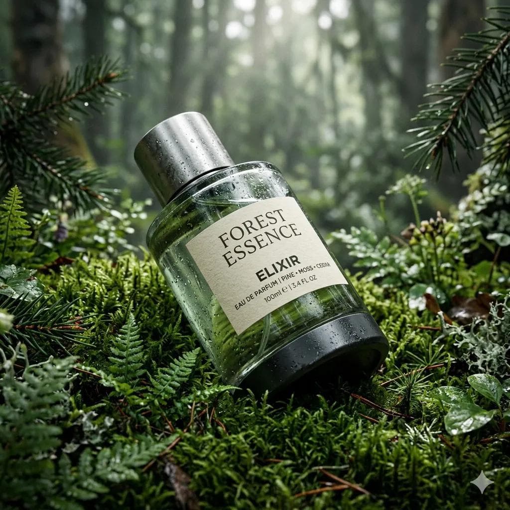 E-ticaret Ana Görseli - Forest Essence Elixir Parfümünün Ultra Gerçekçi Ürün Çekimi