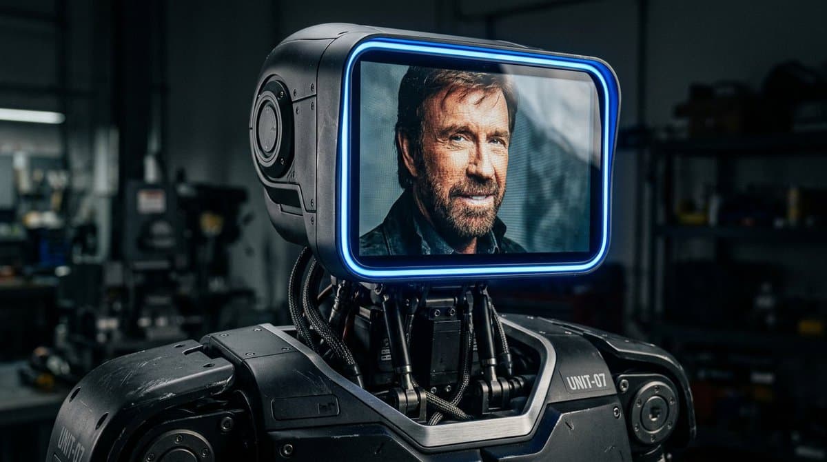 Hyperrealistischer Roboter mit LCD-Gesicht