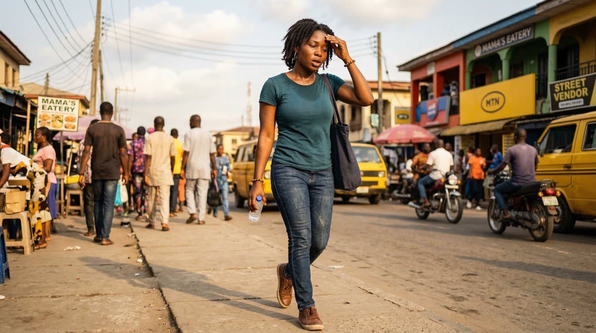 Adulte Nigérian sous la Chaleur de Lagos