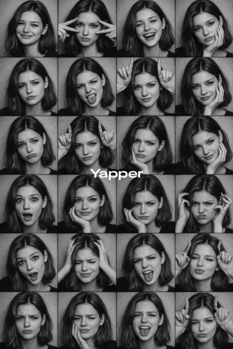 Black and White Photo Booth Expression Grid