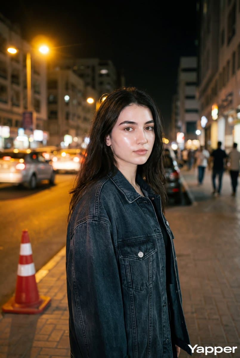 Nighttime Street Portrait with Flash