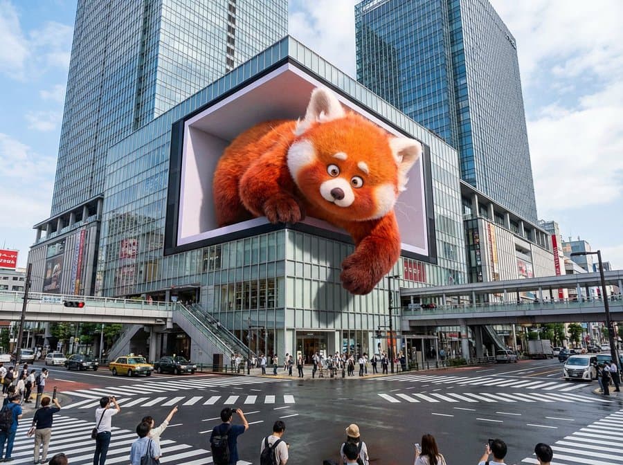 3D Billboard Red Panda Breaking Through