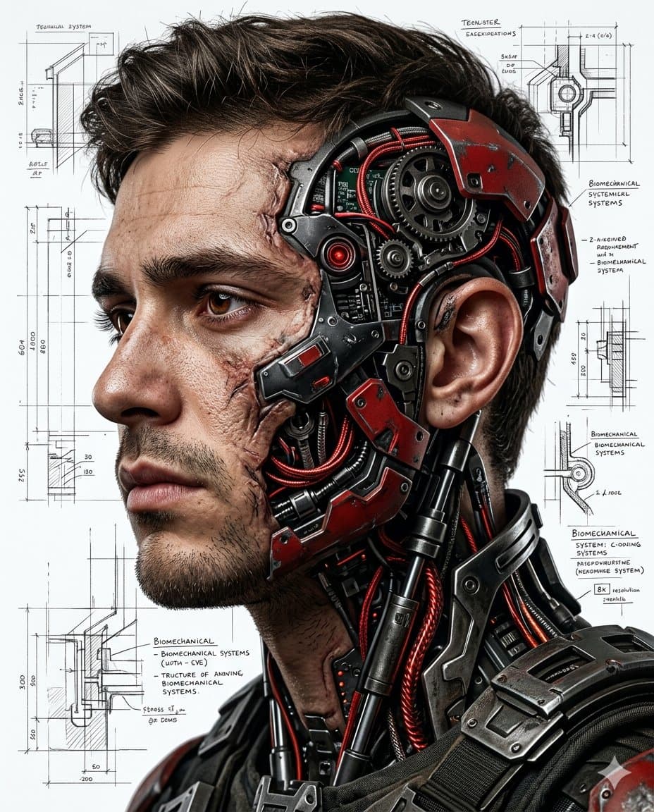 Comic / Storyboard - Hyper-realistic Cyborg Side Profile