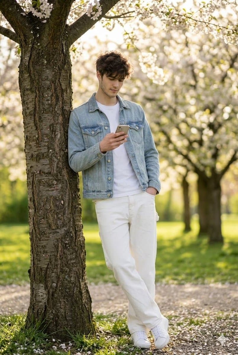 Fotorealistisches Porträt eines jungen Mannes im Park