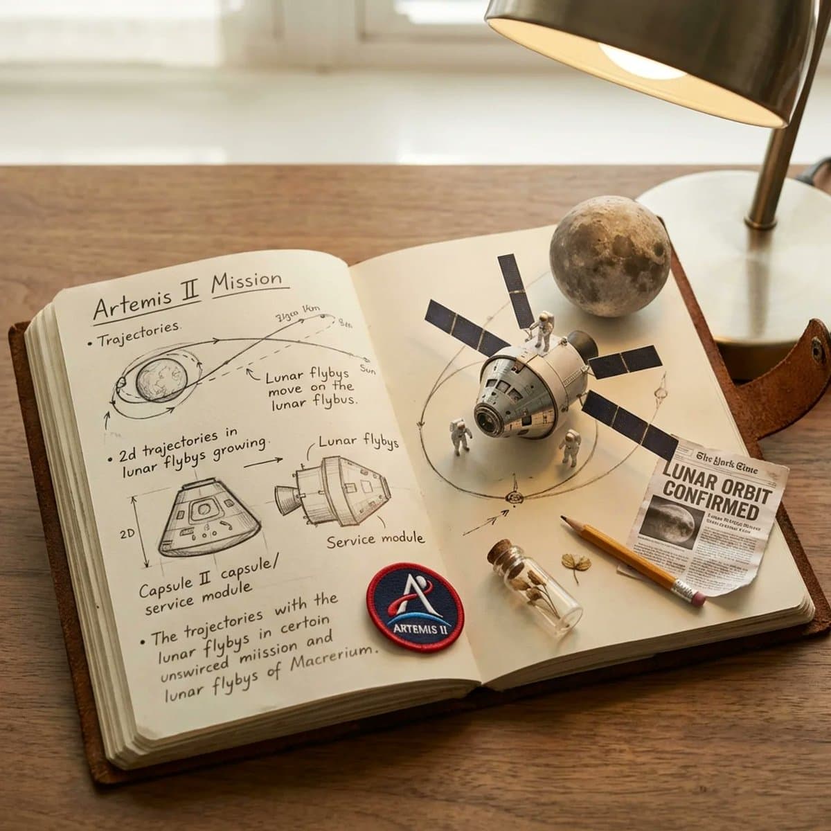 Infografik / Lehrvisual - Artemis-II-Missionstagebuch-Diorama
