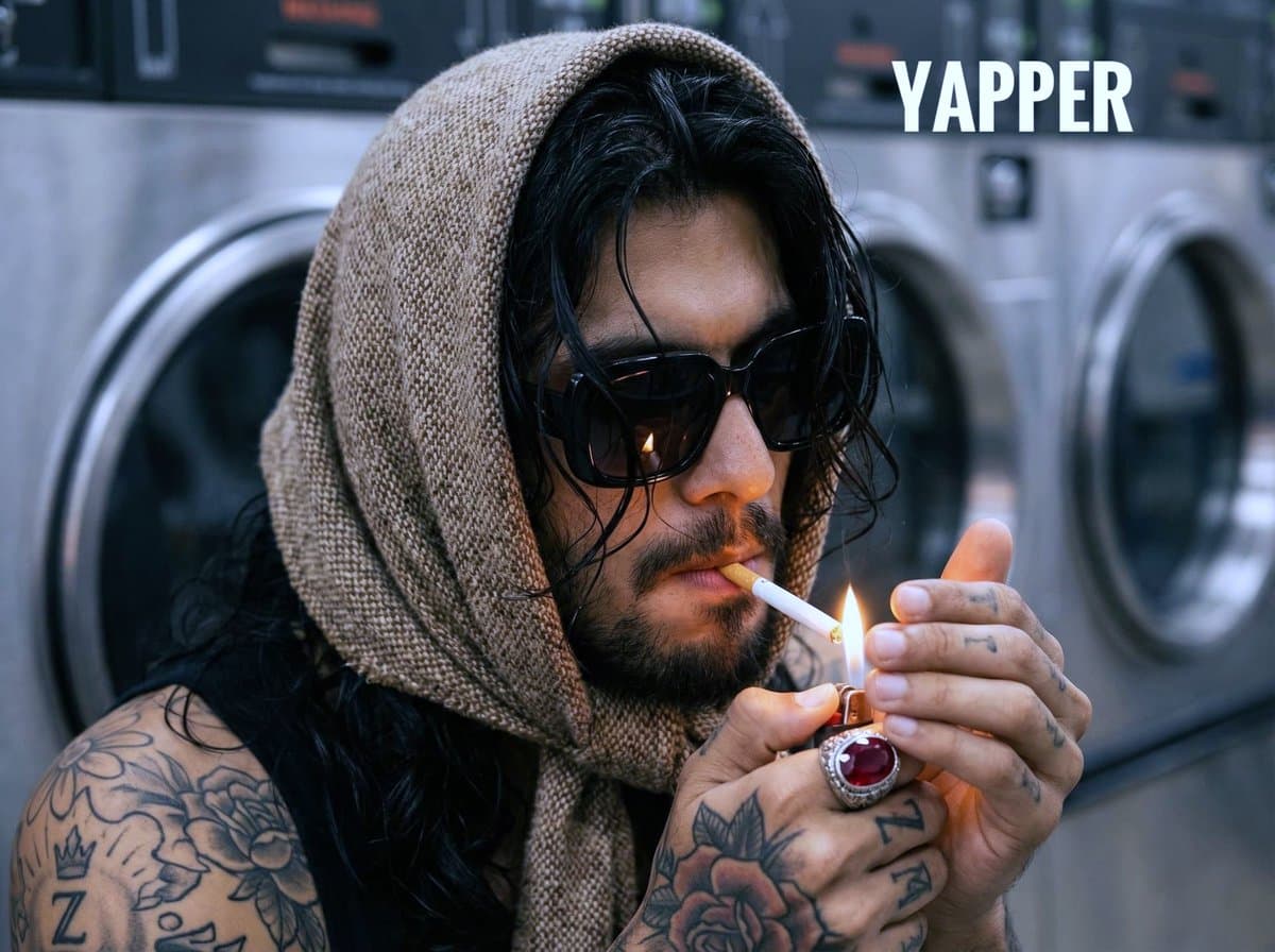 Hyperrealistic Portrait with Lighter Flame and Tattoos