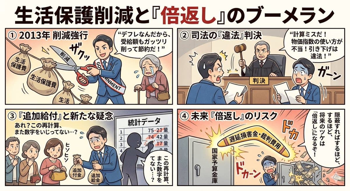 Comic / Storyboard - Four-Panel Manga: Boomerang of Double Repayment