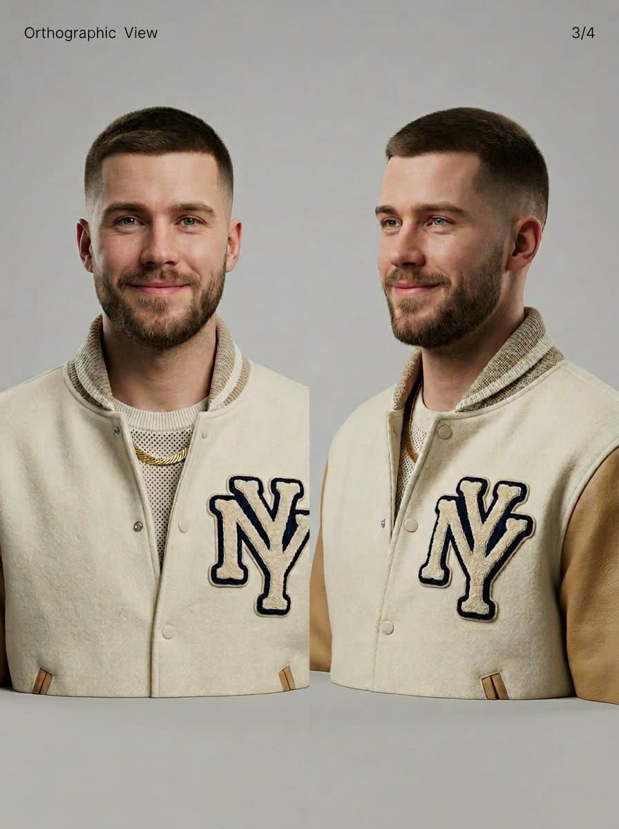 Game Asset - 3D Character Sheet for Varsity Jacket Prompt