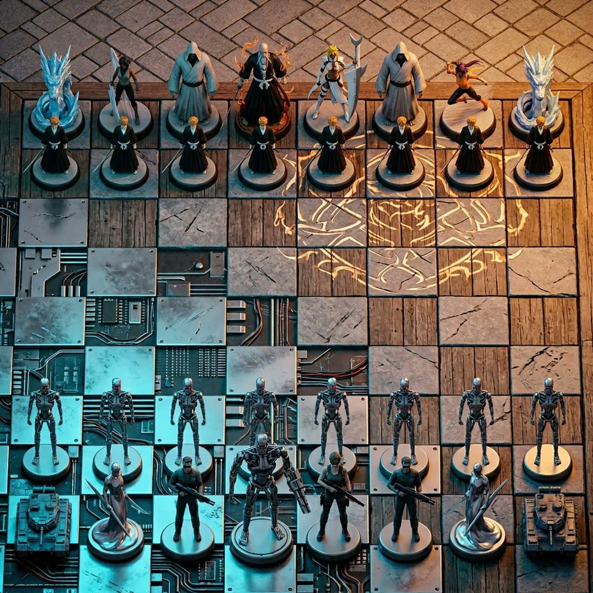 Game-Asset - Hyperrealistisches 3D-Schachset für Rivalitätsthemen